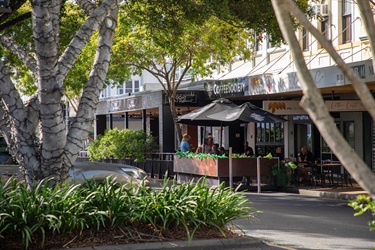 Locals gather for a morning coffee in Rockhampton's CBD
