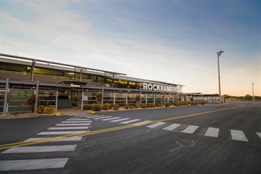 The Rockhampton Airport terminal at dusk