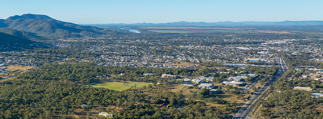 Aerial view of CQUniversity's campus in North Rockhampton